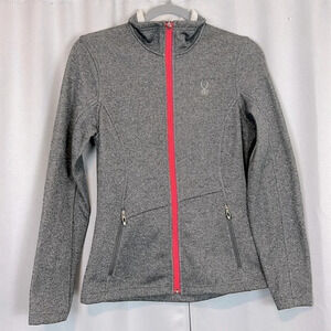 Spyder Core Gray & Pink Full Zipper Sweater Great Condition Size M‎
